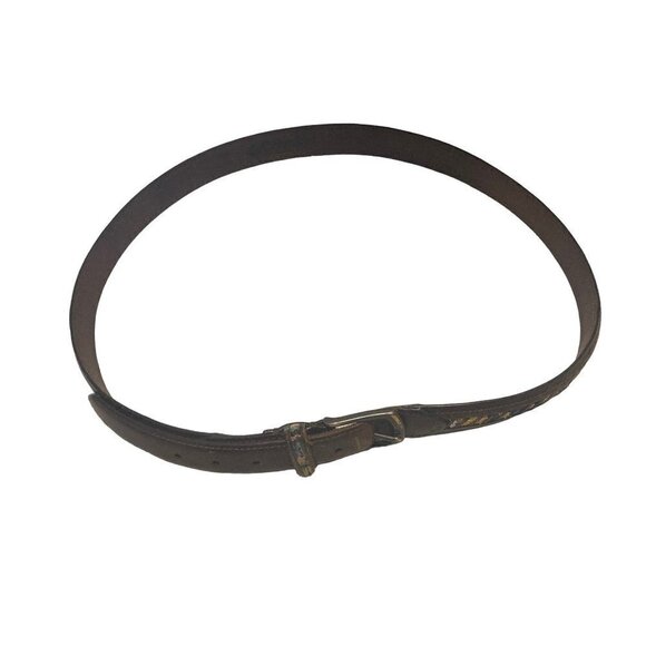 Columbia Mens 44 Belt Brown Leather Multi Color Embroidered Southwest Woven - Picture 3 of 10